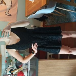 Black, lace, v-neck, sleeveless, fit and flare dress